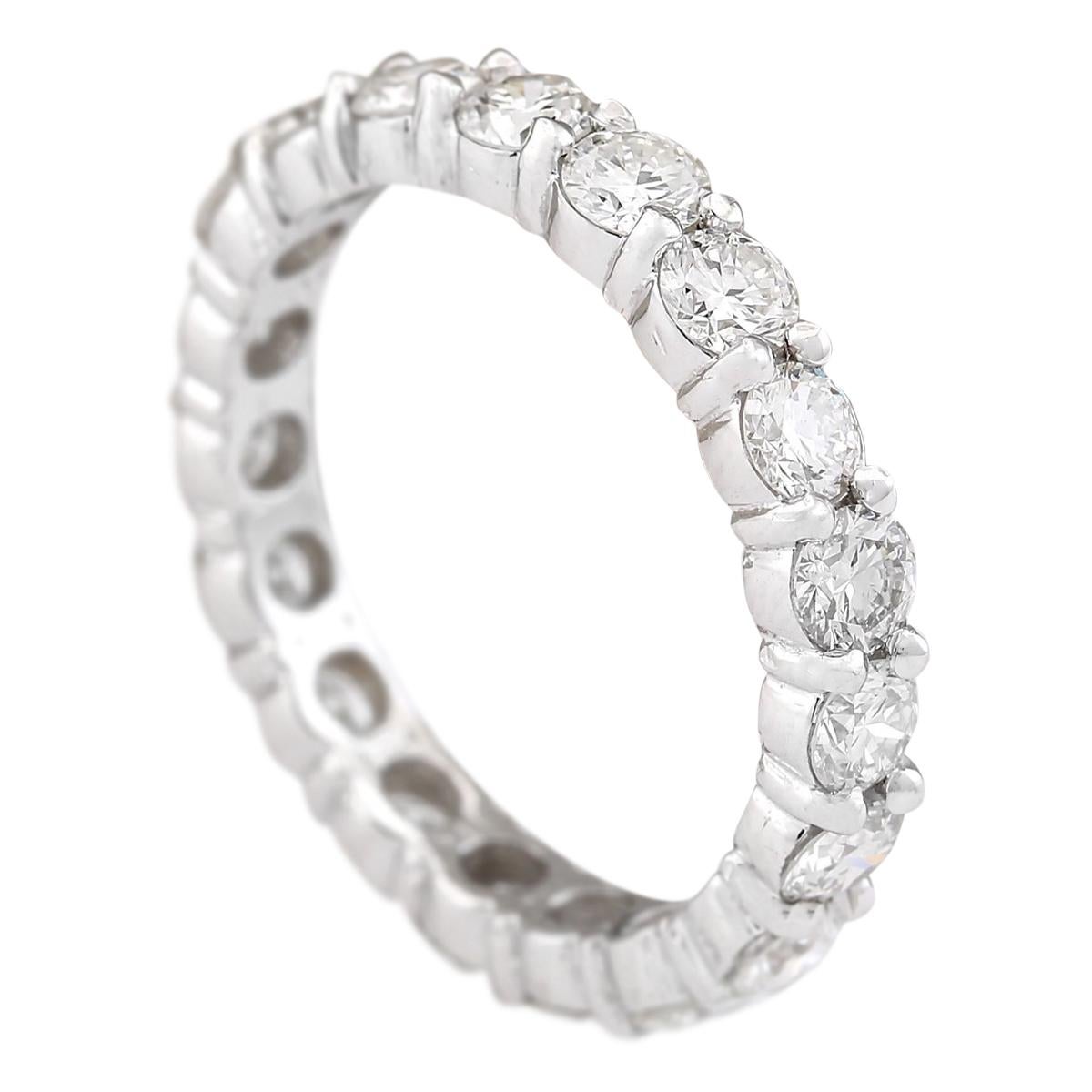Round Cut 2.40 Carat Eternity Diamond Ring In 14 Karat White Gold For Sale