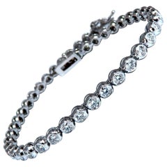 2.40 Carat Natural Diamonds Tennis Bracelet 14 Karat Gold Classic Bezel Mount*