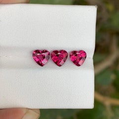 2.40 Carat Natural Loose 3 Piece Heart Shaped Garnet Set African Gemstones