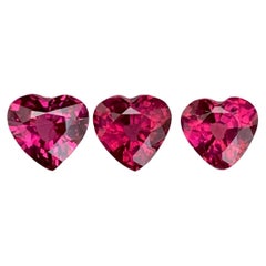 2.40 Carat Natural Loose 3 Piece Heart Shaped Garnet Set African Gemstones