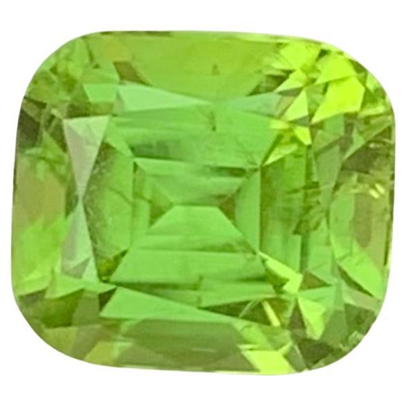 2.40 Carat Natural Loose Apple Green Colour Peridot Cushion Shape Gemstone