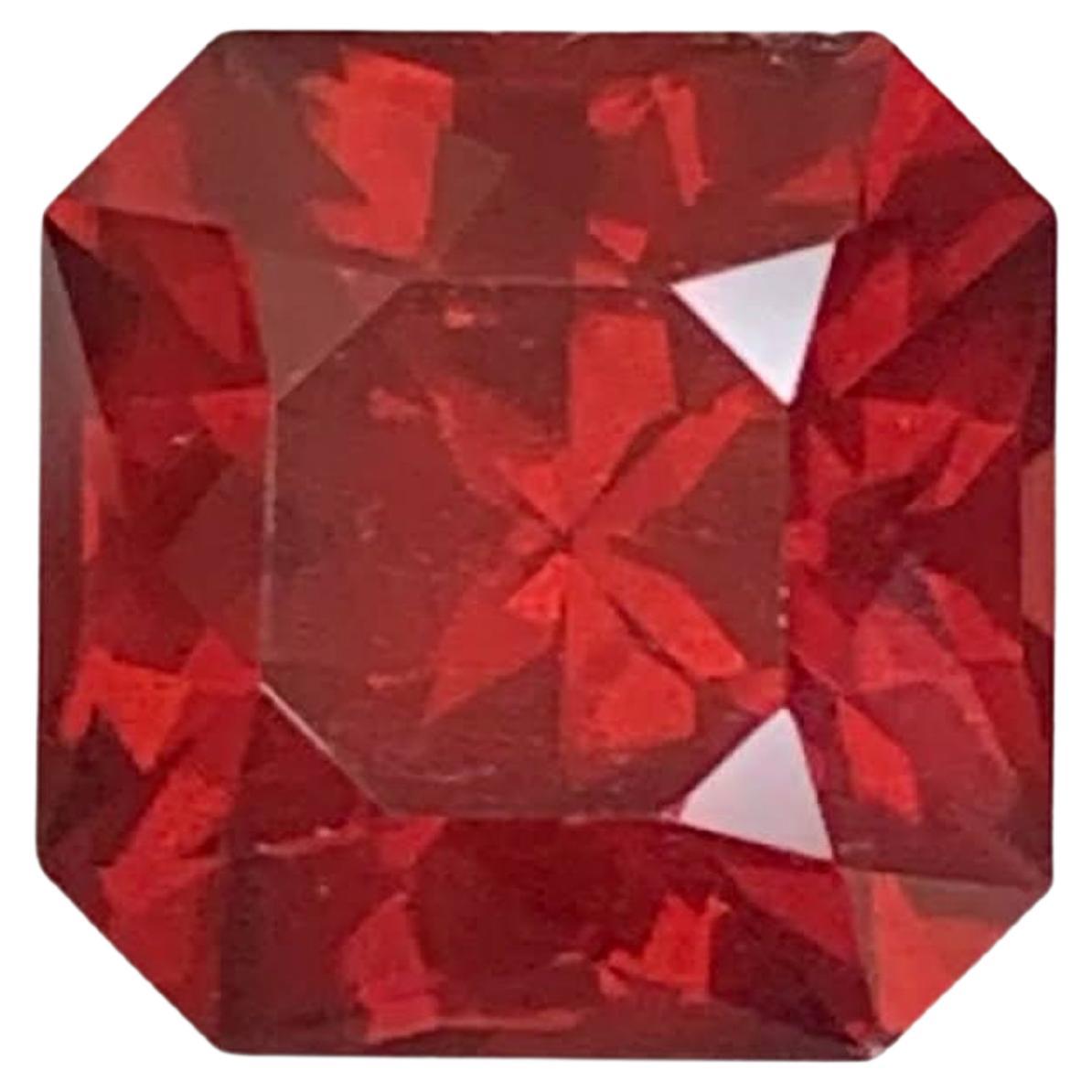 2.40 Carat Natural Loose Bright Red Garnet Stone Asscher Cut Tanzanian Gemstone (pierre précieuse tanzanienne)