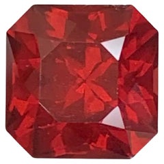 2.40 Carat Natural Loose Bright Red Garnet Stone Asscher Cut Tanzanian Gemstone (pierre précieuse tanzanienne)