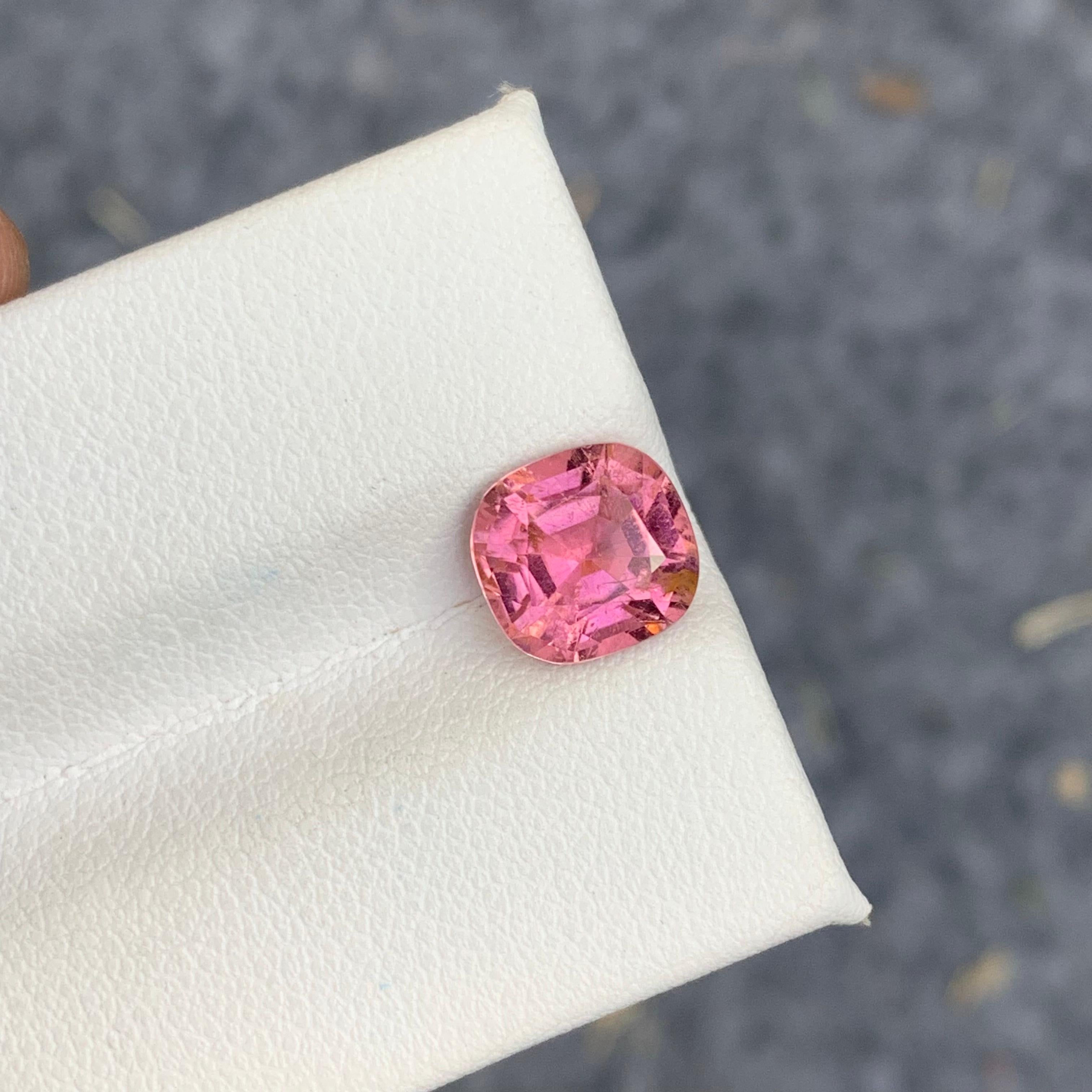 2.40 Carat Natural Loose Cushion Shape Pink Tourmaline Gemstone For Sale 6