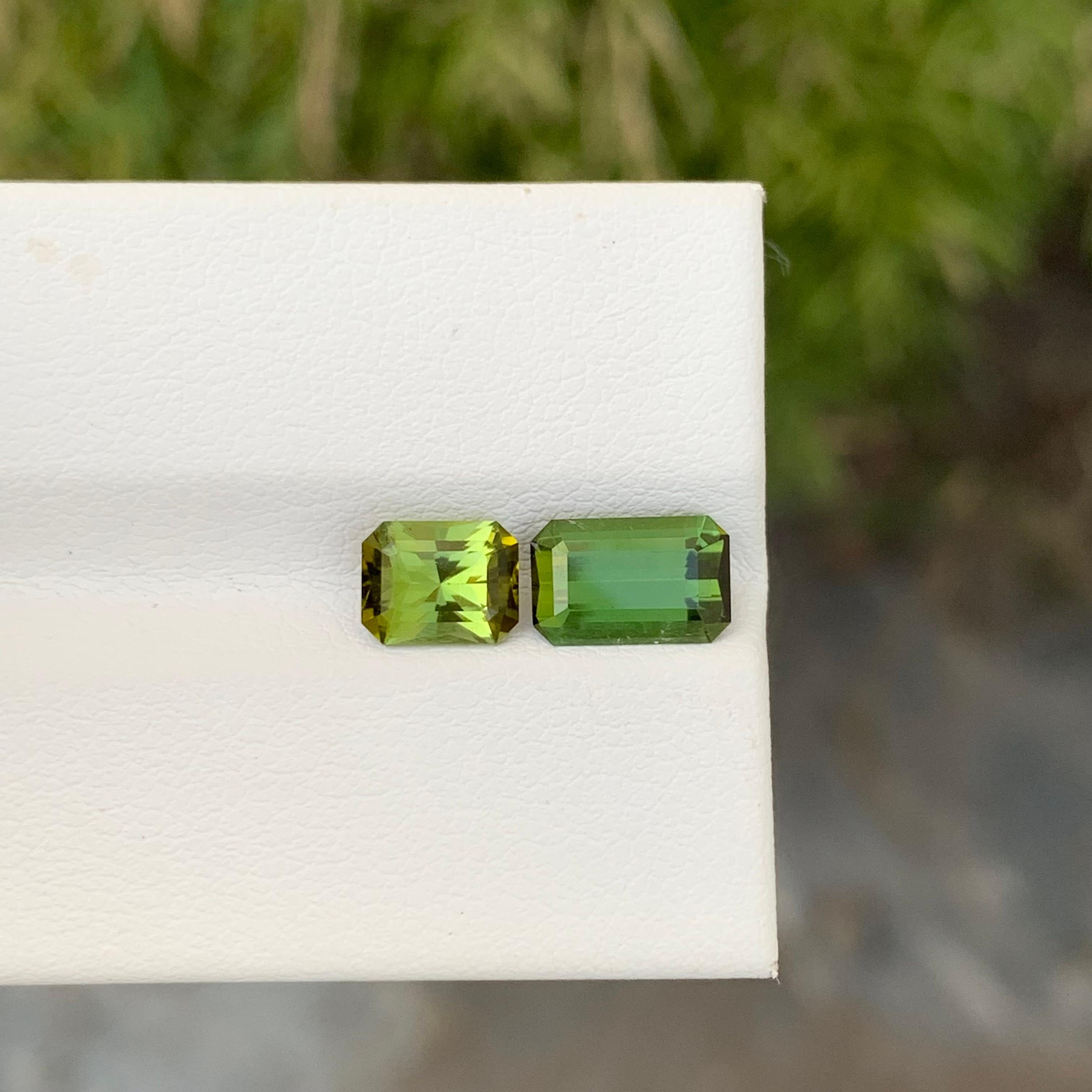 Loose Dual Tourmaline 

Weight: 6.80 Carats
Dimension: 6.7 x 5.2 x 3.9 Mm And 
8.5 x 5.4 x 3.7 Mm
Colour: Green
Origin: Afghanistan
Certificate: On Demand
Treatment: Non

Tourmaline is a captivating gemstone known for its remarkable variety of