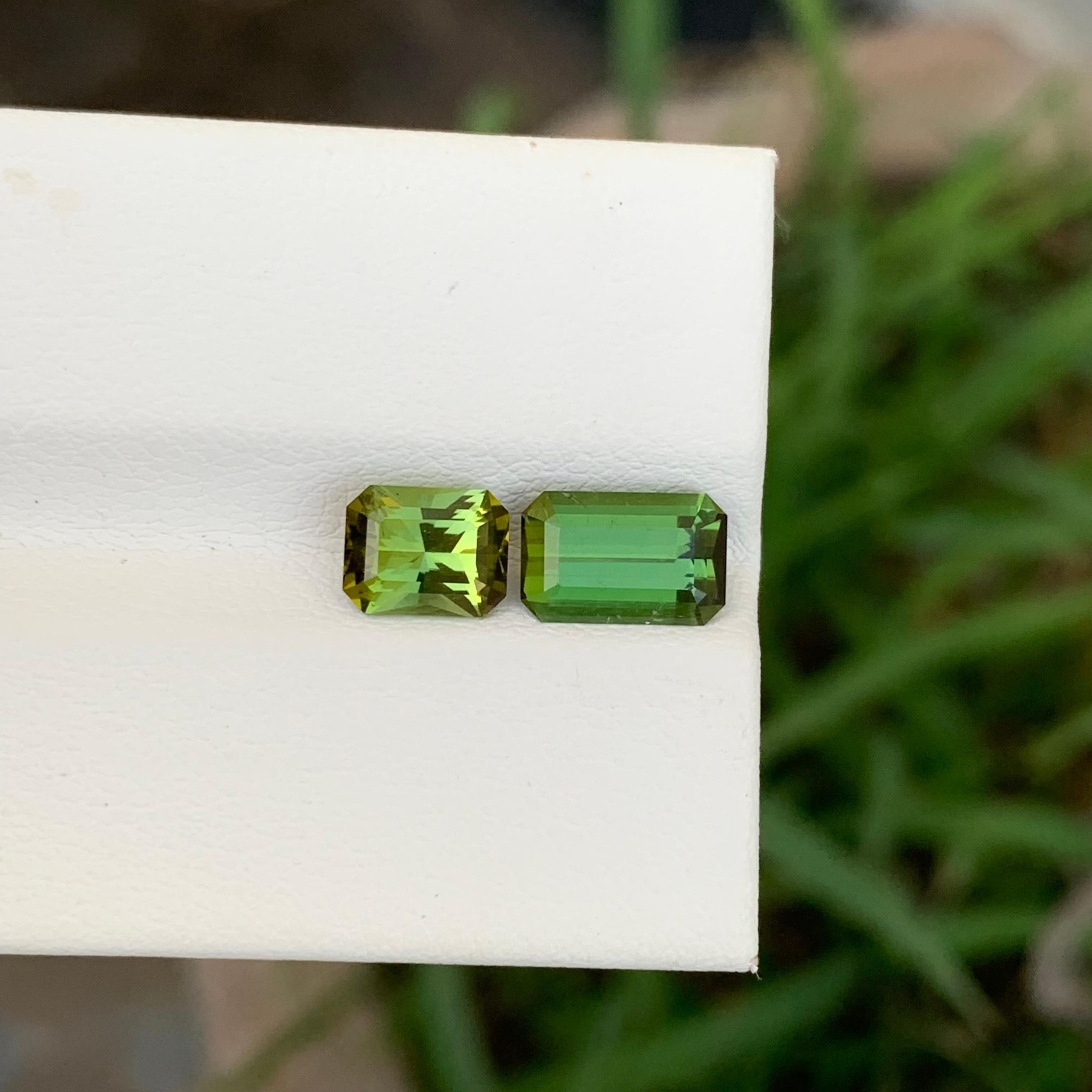 Emerald Cut 2.40 Carat Natural Loose Dual Tourmaline For Jewellery Making For Sale
