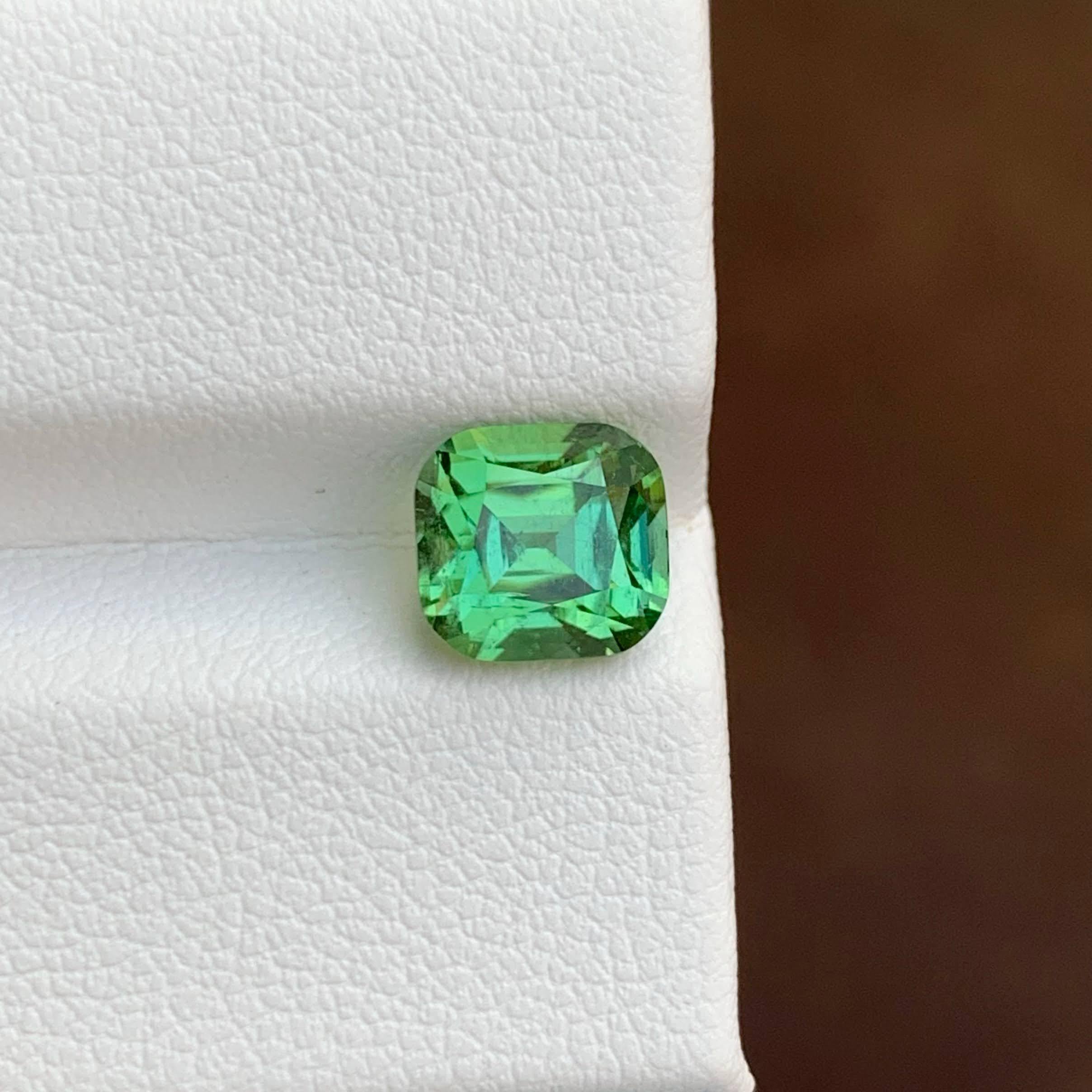 Peso 2,40 carati 
Dimensioni 7,5x7,0x6,1 mm
Trattamento Nessuno
Origine afgana 
Chiarezza VVS 
Forma taglio cuscino 




Questa affascinante tormalina naturale da 2,40 carati presenta una ricca tonalità verdastra che riflette eleganza e bellezza