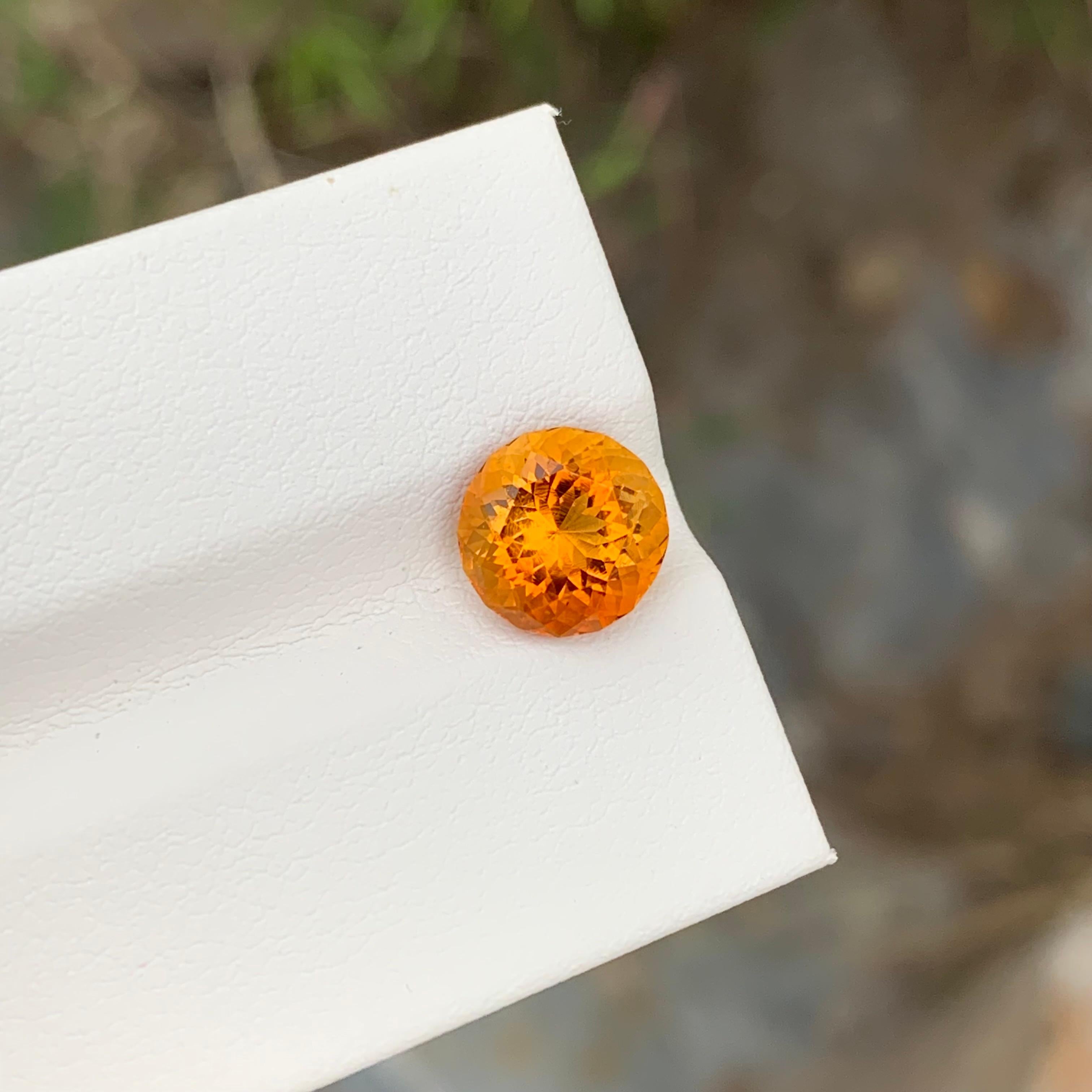 Round Cut 2.40 Carat Natural Loose Madeira Citrine Round Shape Gem For Ring Jewellery  For Sale