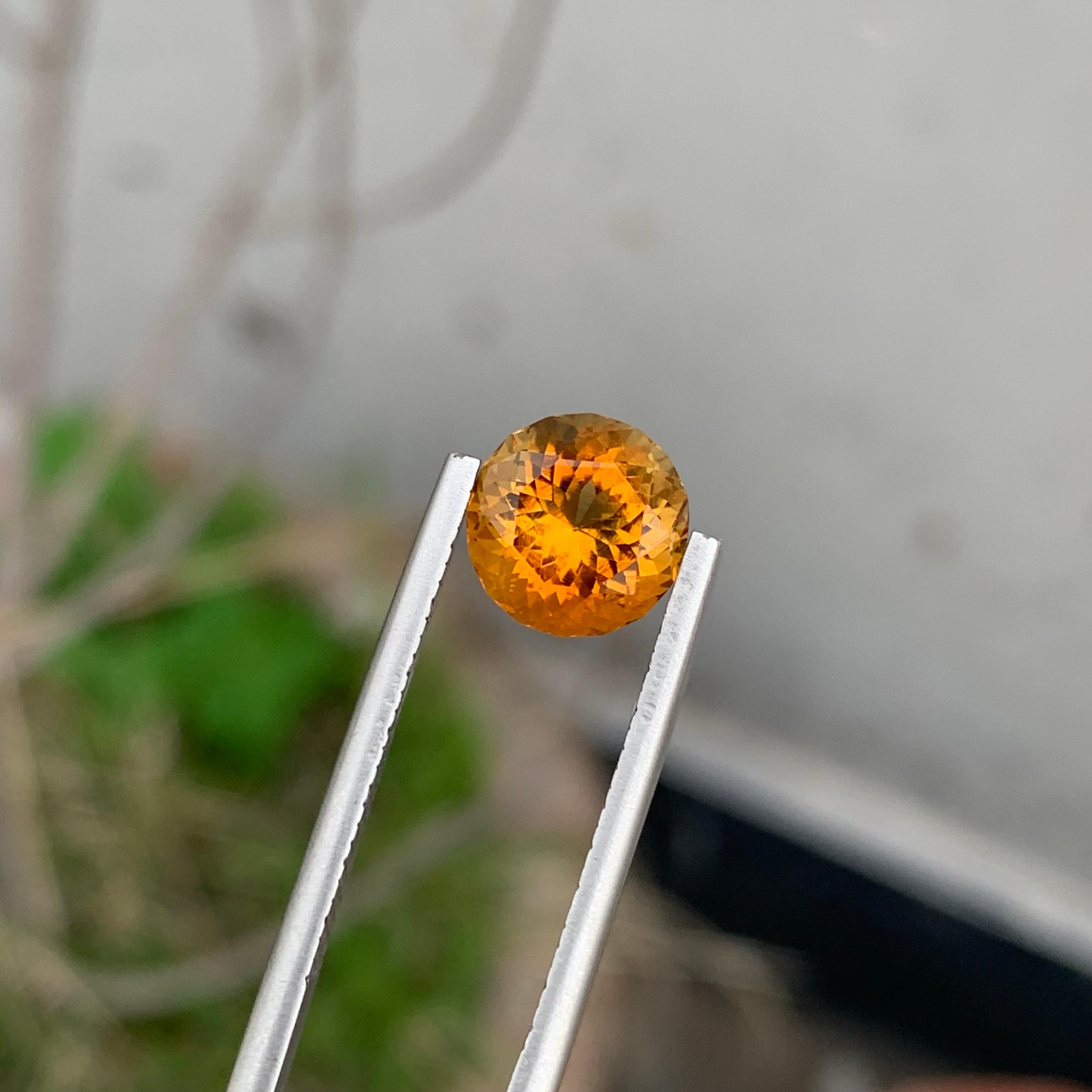 2,40 Quilates Natural Citrino de Madeira Suelto Forma Redonda Gema Para Anillo Joyas en venta 3