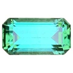 2.40 Carat Natural Loose Mint Green Tourmaline Emerald Cut Afghan Gemstone