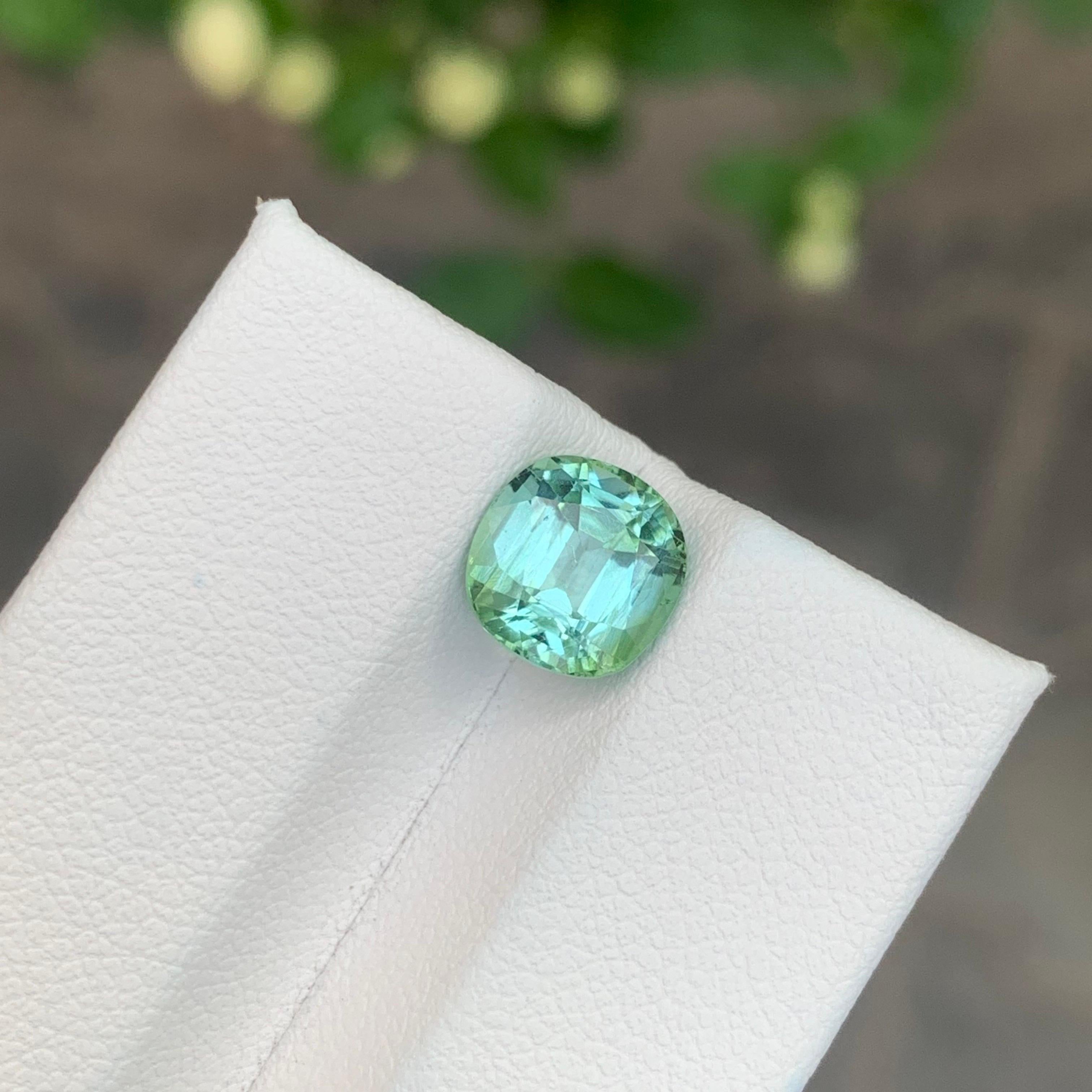 Arts and Crafts 2.40 Carat Natural Loose Mint Tourmaline Cushion Shape Gemstone (pierre précieuse en forme de coussin) en vente