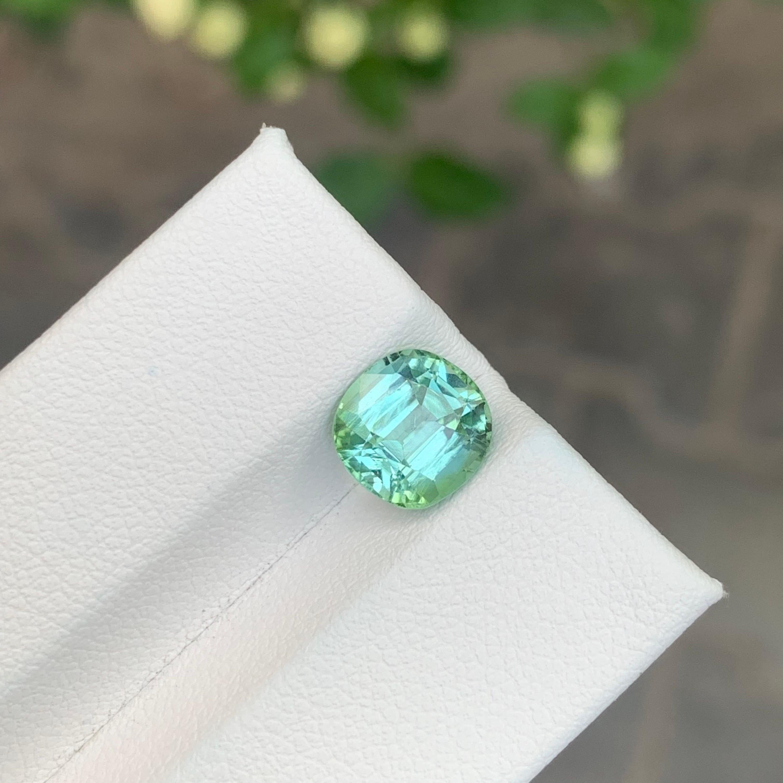 2.40 Carat Natural Loose Mint Tourmaline Cushion Shape Gemstone (pierre précieuse en forme de coussin) Unisexe en vente
