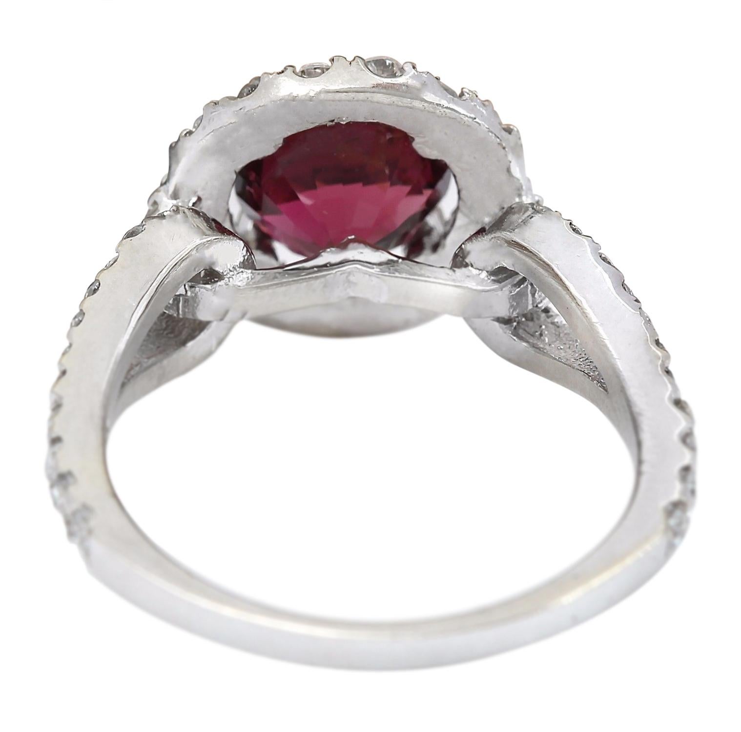 2.40 Carat Natural Tourmaline 14 Karat Solid White Gold Diamond Ring In New Condition For Sale In Los Angeles, CA