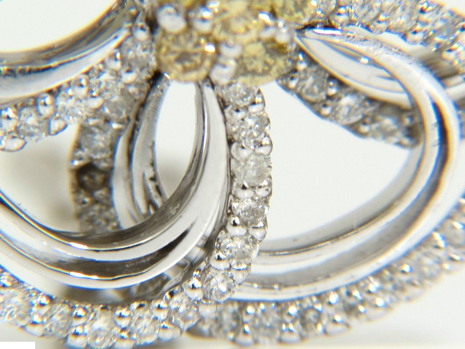 2.40 Carat Natural Yellow Diamonds 3D Flower Cluster Earrings 14 Karat For Sale 2