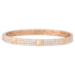 2.40 Carat Diamond Pave Rock Stud Bangle 18 Karat En stock