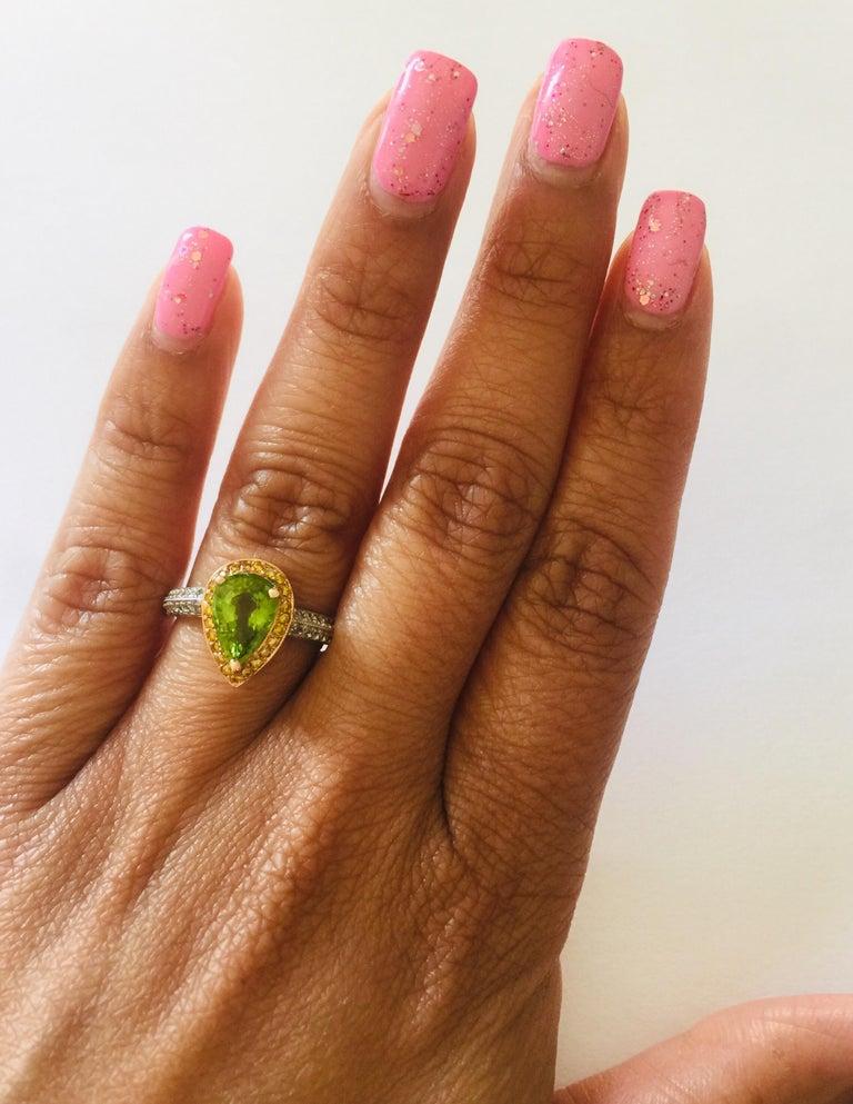 2.40 Carat Peridot Diamond 18 Karat White Gold Engagement Ring In New Condition For Sale In Los Angeles, CA