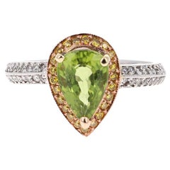 2,40 Karat Peridot Diamant 18 Karat Weißgold Verlobungsring