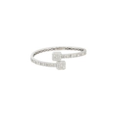 2.40 Carat Round and Baguette Shaped Diamond Cuff Bracelet 14 Karat in Stock