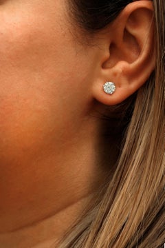 2.40 Carat Round Diamonds Martini Stud Earrings White Gold