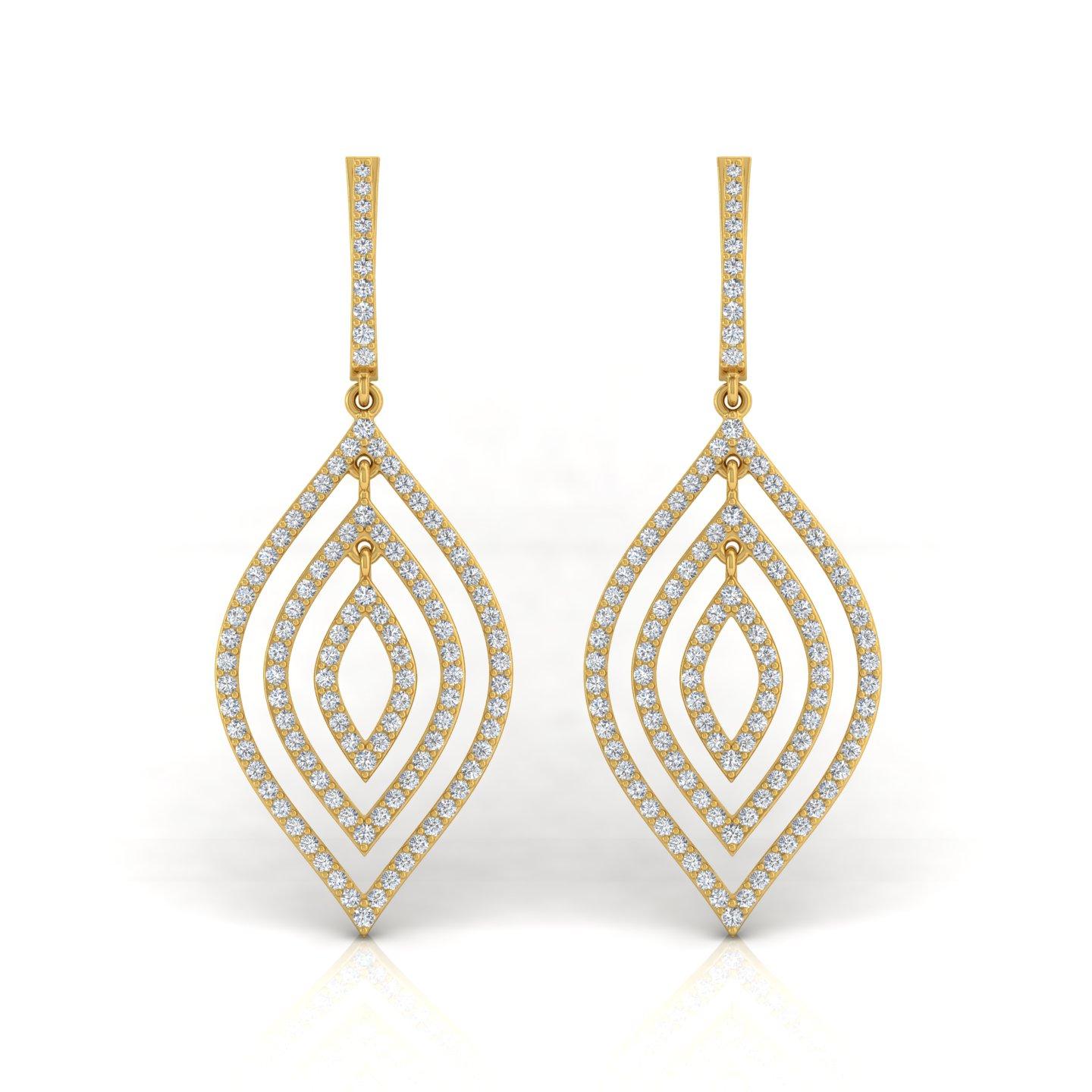 2,40 Karat SI Reinheit HI Farbe Diamant feine Ohrhänger 10 Karat Gelbgold (Moderne) im Angebot