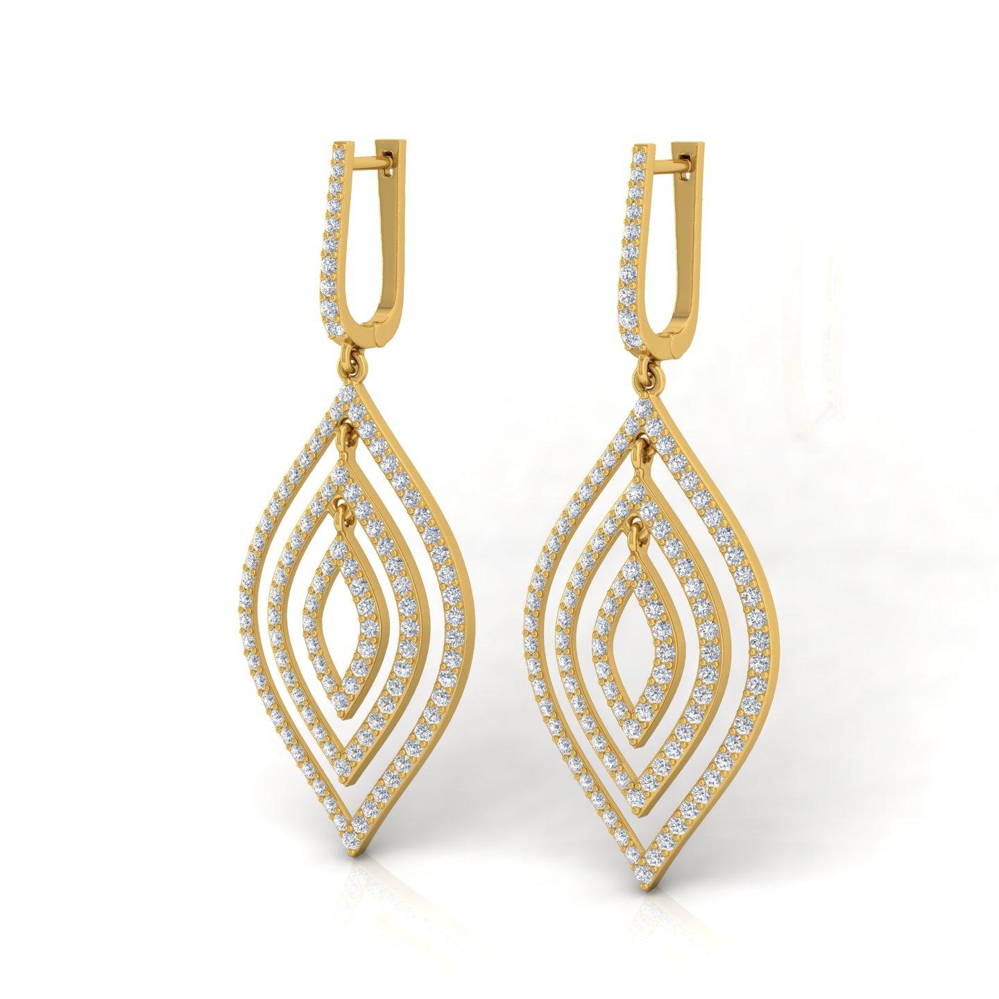 2,40 Karat SI Reinheit HI Farbe Diamant feine Ohrhänger 10 Karat Gelbgold (Rundschliff) im Angebot