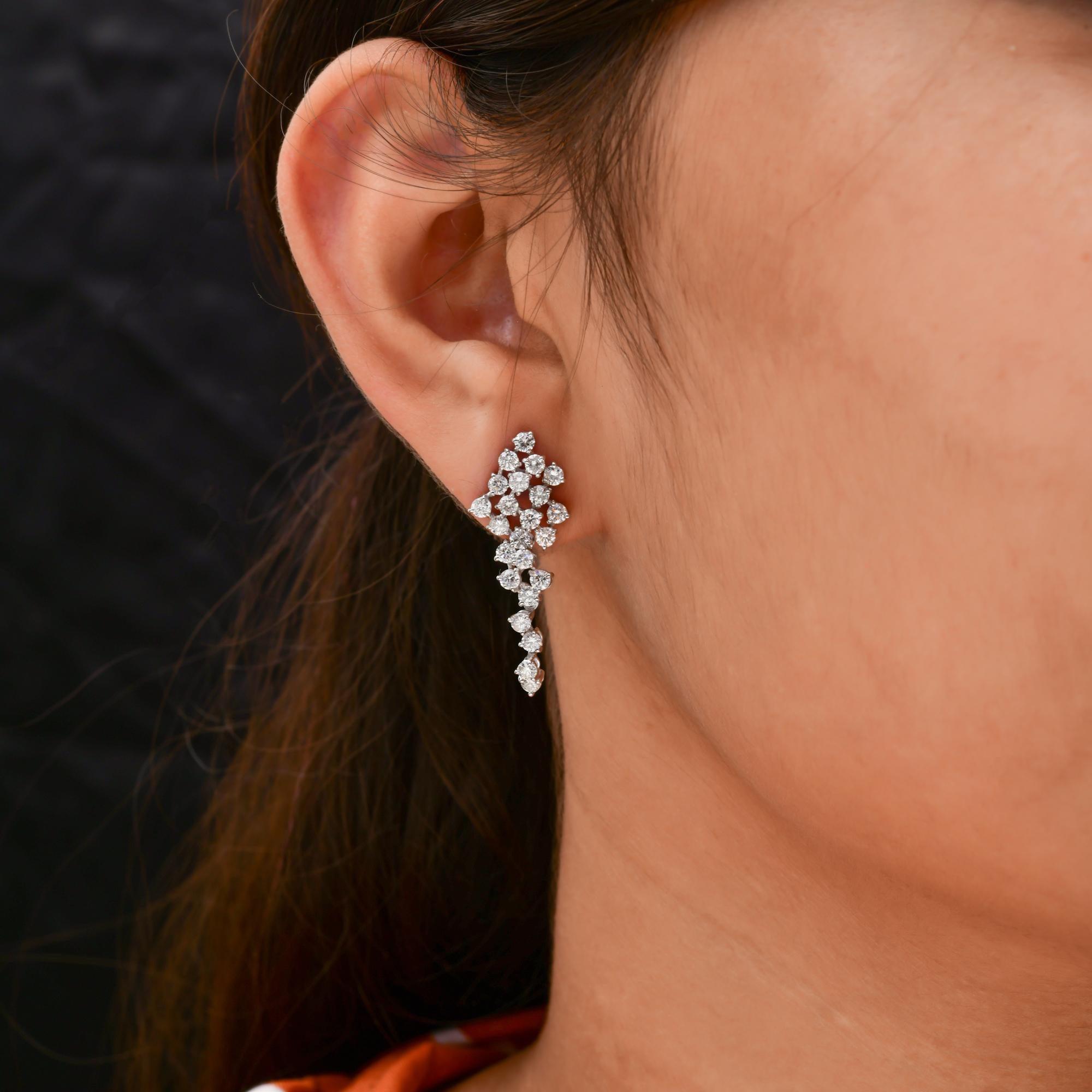 2,40 Quilates SI Claridad HI Color Diamante Pendientes Colgantes Finos Oro Blanco 14 Kilates Moderno en venta