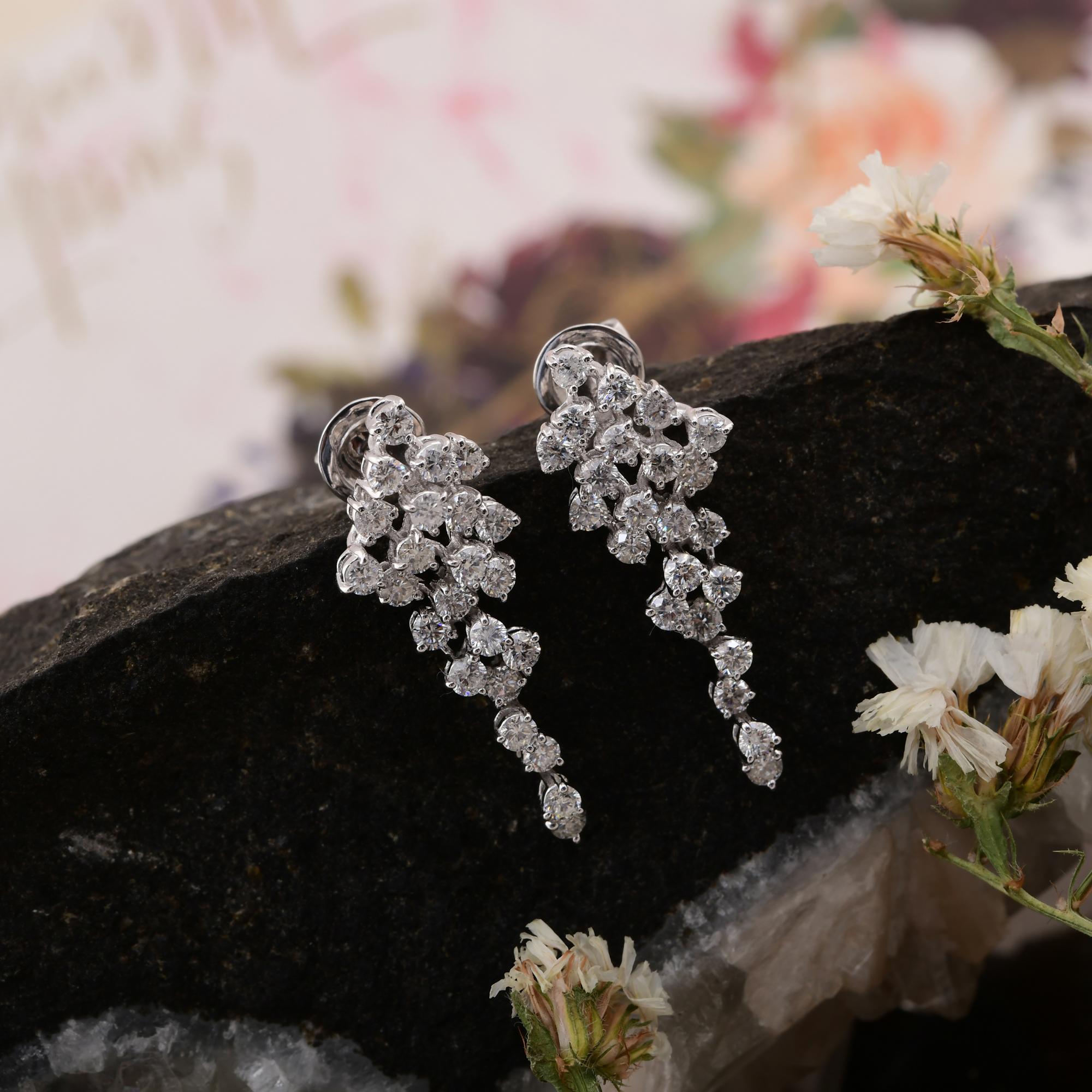 2,40 Quilates SI Claridad HI Color Diamante Pendientes Colgantes Finos Oro Blanco 14 Kilates Corte redondo en venta