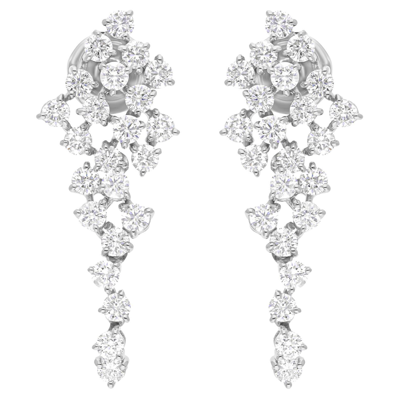 2,40 Quilates SI Claridad HI Color Diamante Pendientes Colgantes Finos Oro Blanco 14 Kilates