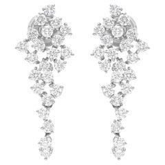 2,40 Carati SI Chiarezza HI Colore Diamante Fine Orecchini a Penzolo Oro Bianco 14 Karati