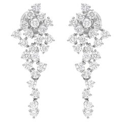 2.40 Carat SI Clarity HI Color Diamond Fine Dangle Earrings 14 Karat White Gold