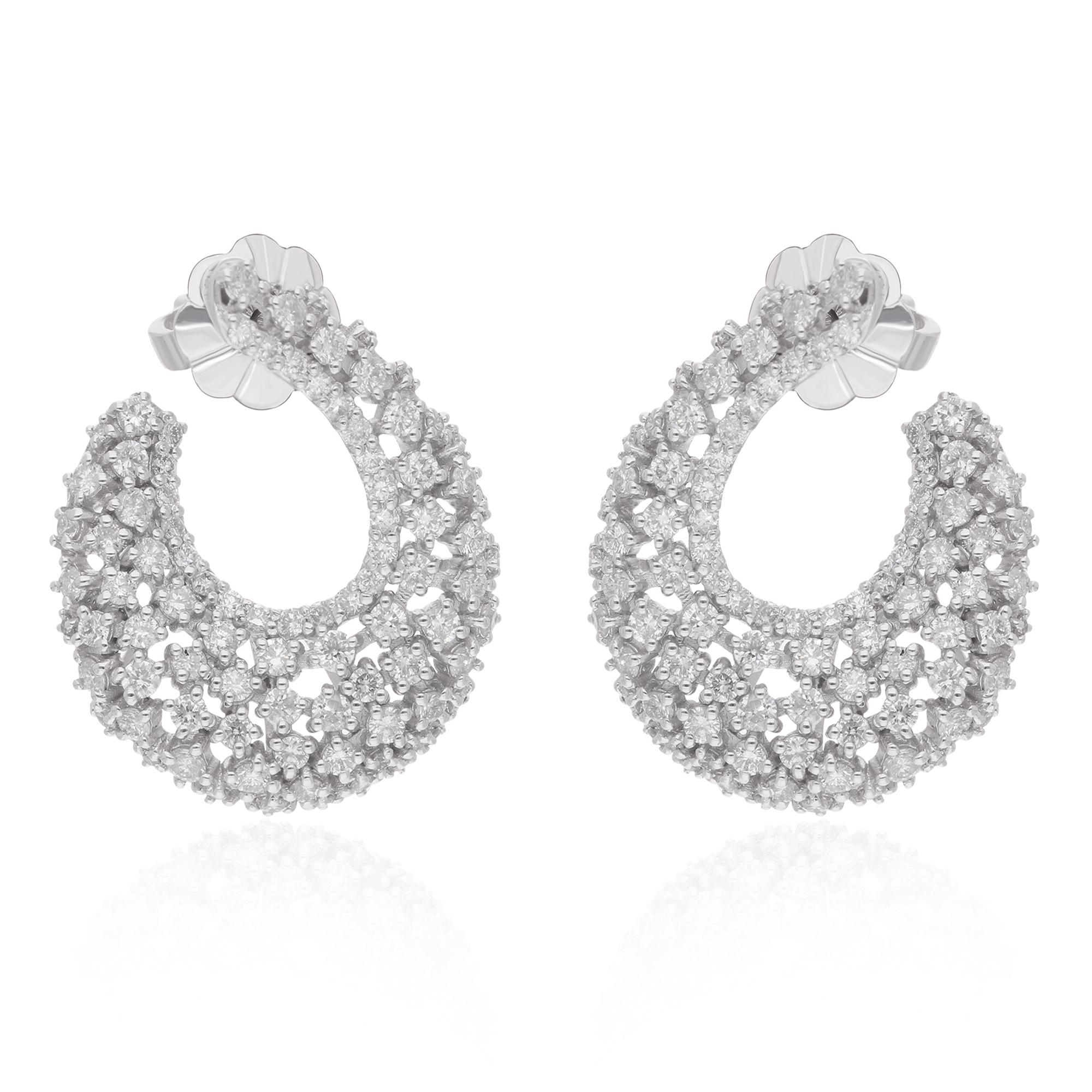 2.40 Carat SI Clarity HI Color Diamond Hoop Earrings 18 Karat White Gold Jewelry For Sale 1