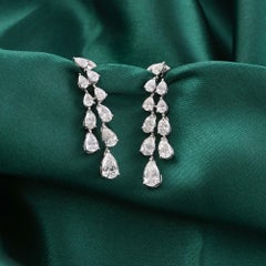 2.40 Carat SI Clarity HI Color Pear Earrings 18 Karat White Gold Jewelry