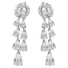2.40 Carat SI Clarity HI Color Pear Earrings 18 Karat White Gold Jewelry
