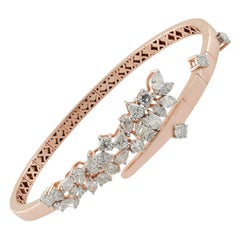 2,40 Carati SI Clarity HI Color Pear Diamond Wrap Bangle Bracciale in oro rosa 14k
