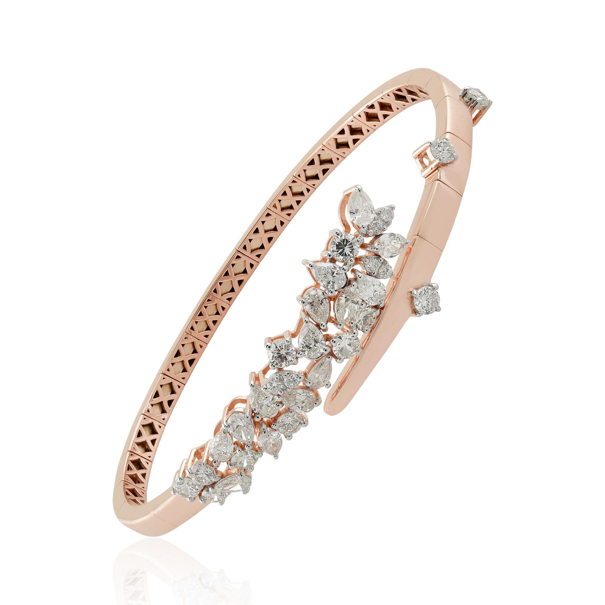 2,40 quilates SI Claridad HI Color Pulsera de brazalete de diamantes pera 18k Oro rosa Moderno en venta
