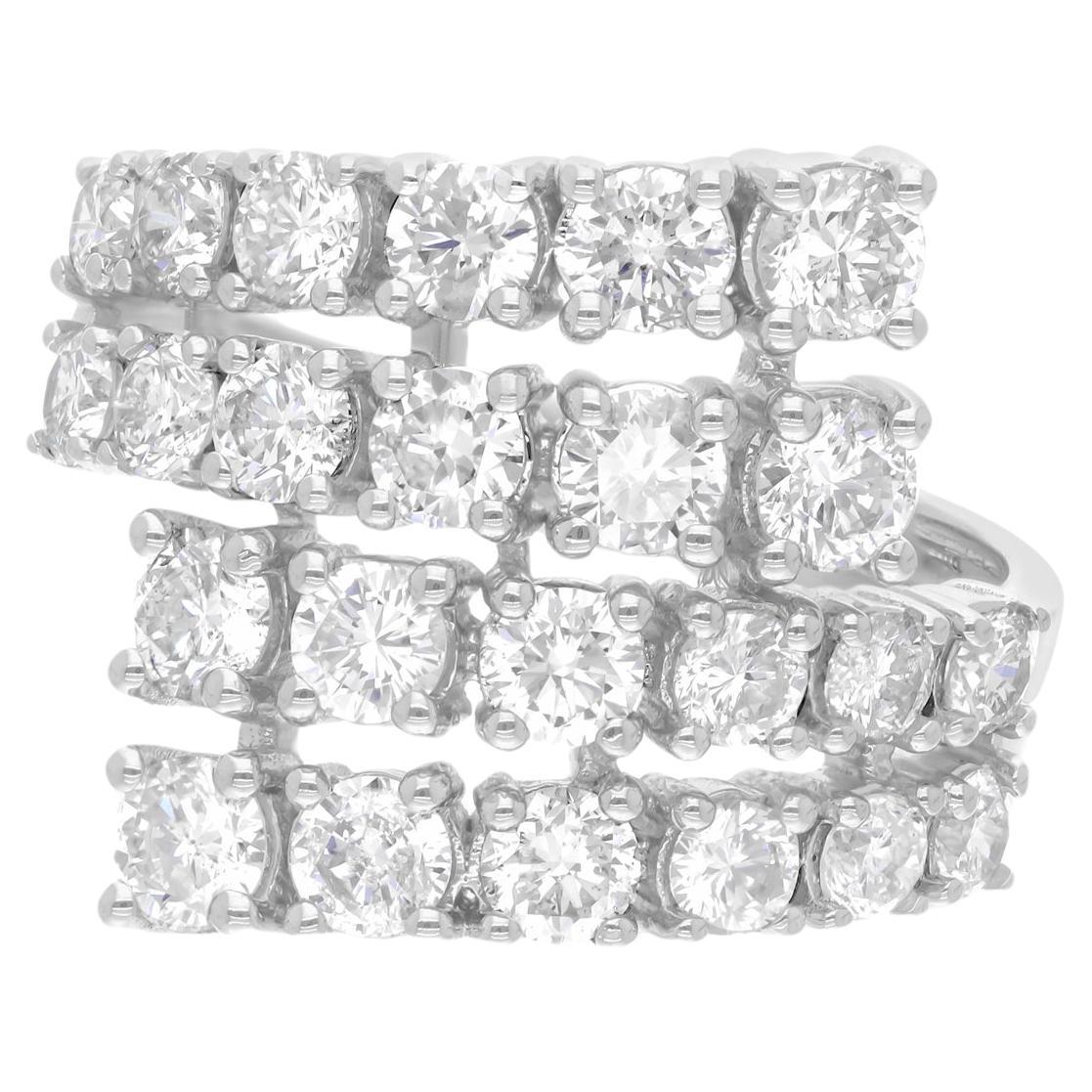 2.40 Carat SI Clarity HI Color Round Diamond Wrap Ring 18 Karat White Gold