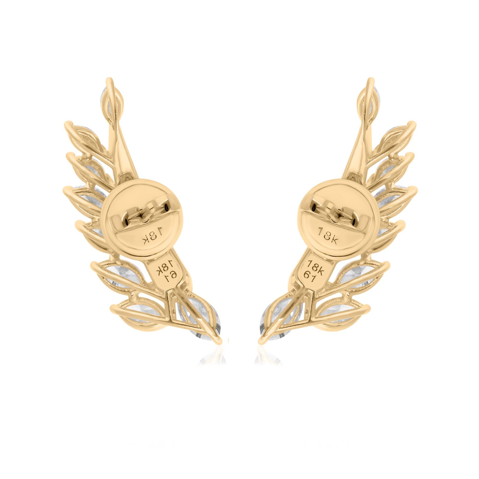 2.40 Carat SI/H Marquise Baguette Diamond Earrings 18 Karat Yellow Gold Jewelry In New Condition For Sale In Diera, Dubai