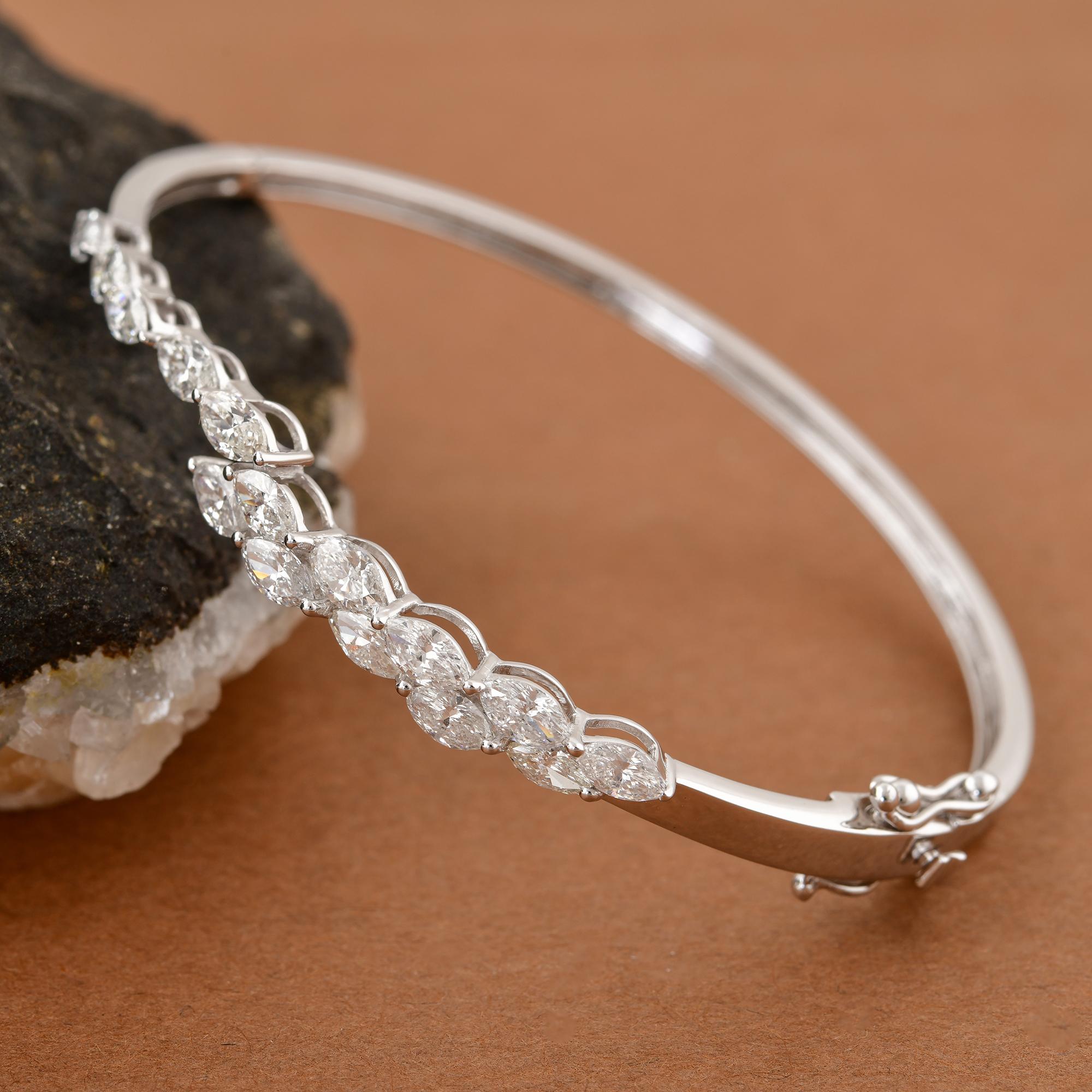 2.40 Carat SI/HI Marquise Brilliant Cut Diamond Bracelet en or blanc 18k Neuf - En vente à Diera, Dubai
