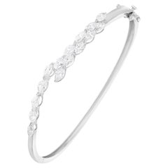 Bracelet jonc en or blanc 18 carats avec diamants marquises SI/HI de 2,40 carats