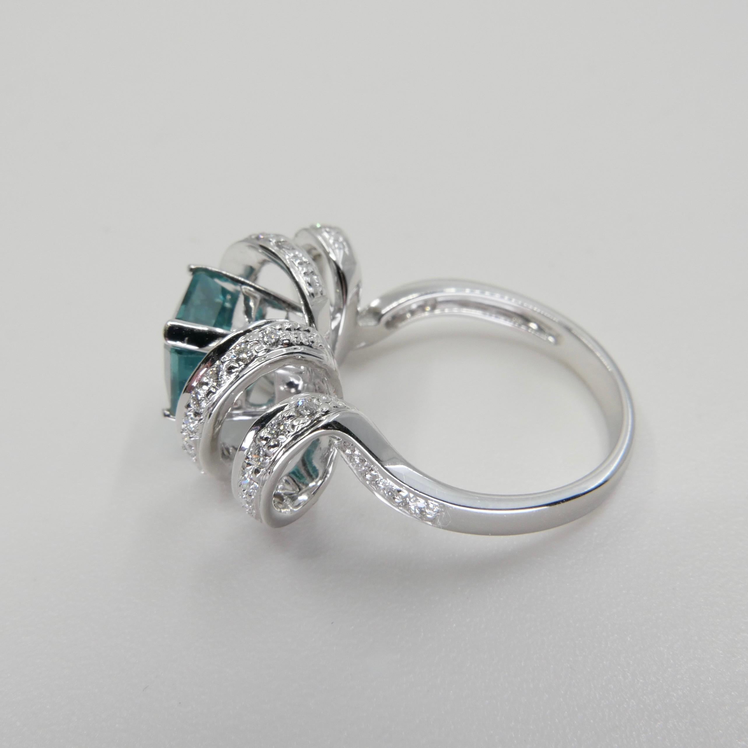 7 mm Step Cut Apatit & Diamant-Ring, Ausgewogen mit Emotionen und Chakras im Angebot 6