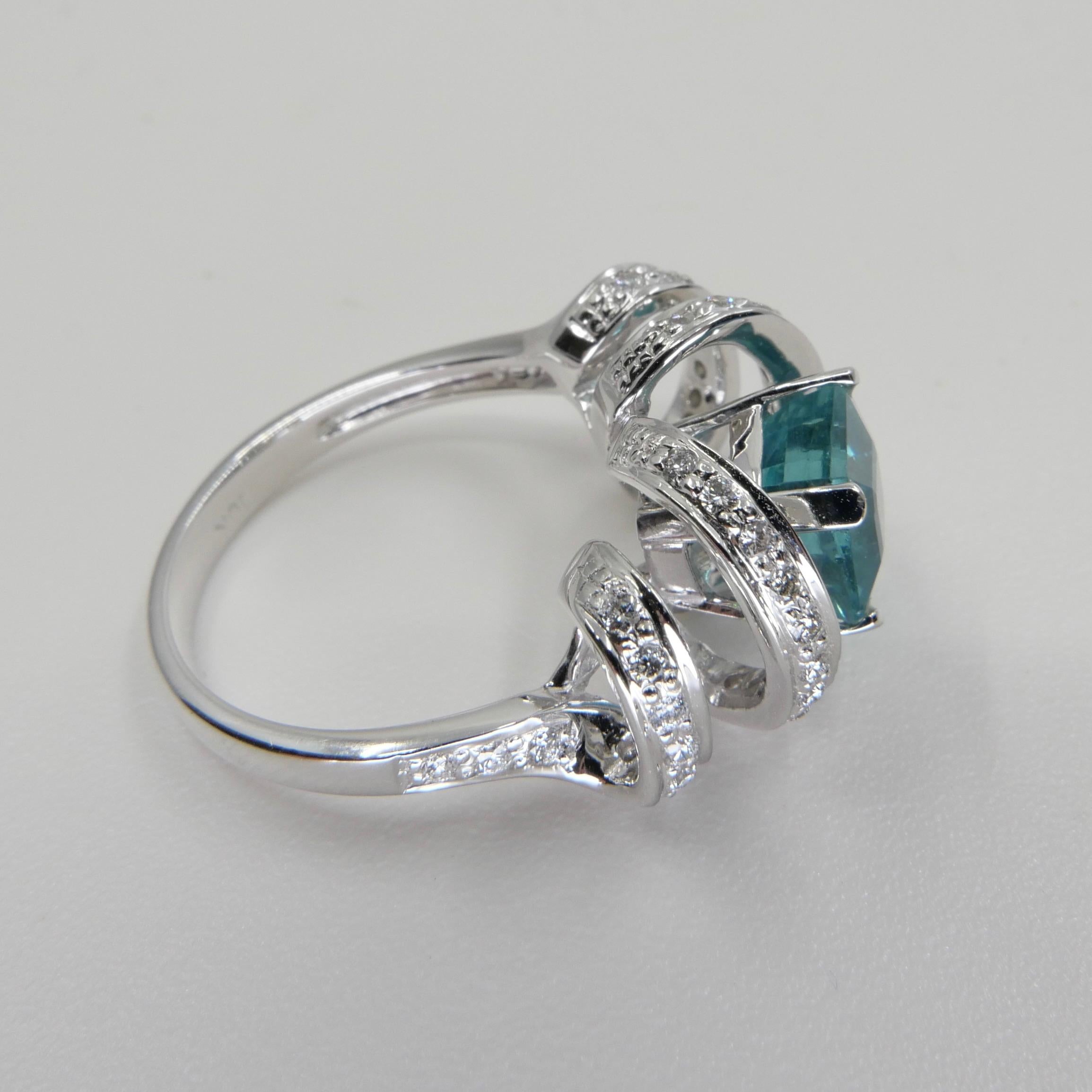 7 mm Step Cut Apatit & Diamant-Ring, Ausgewogen mit Emotionen und Chakras im Angebot 9