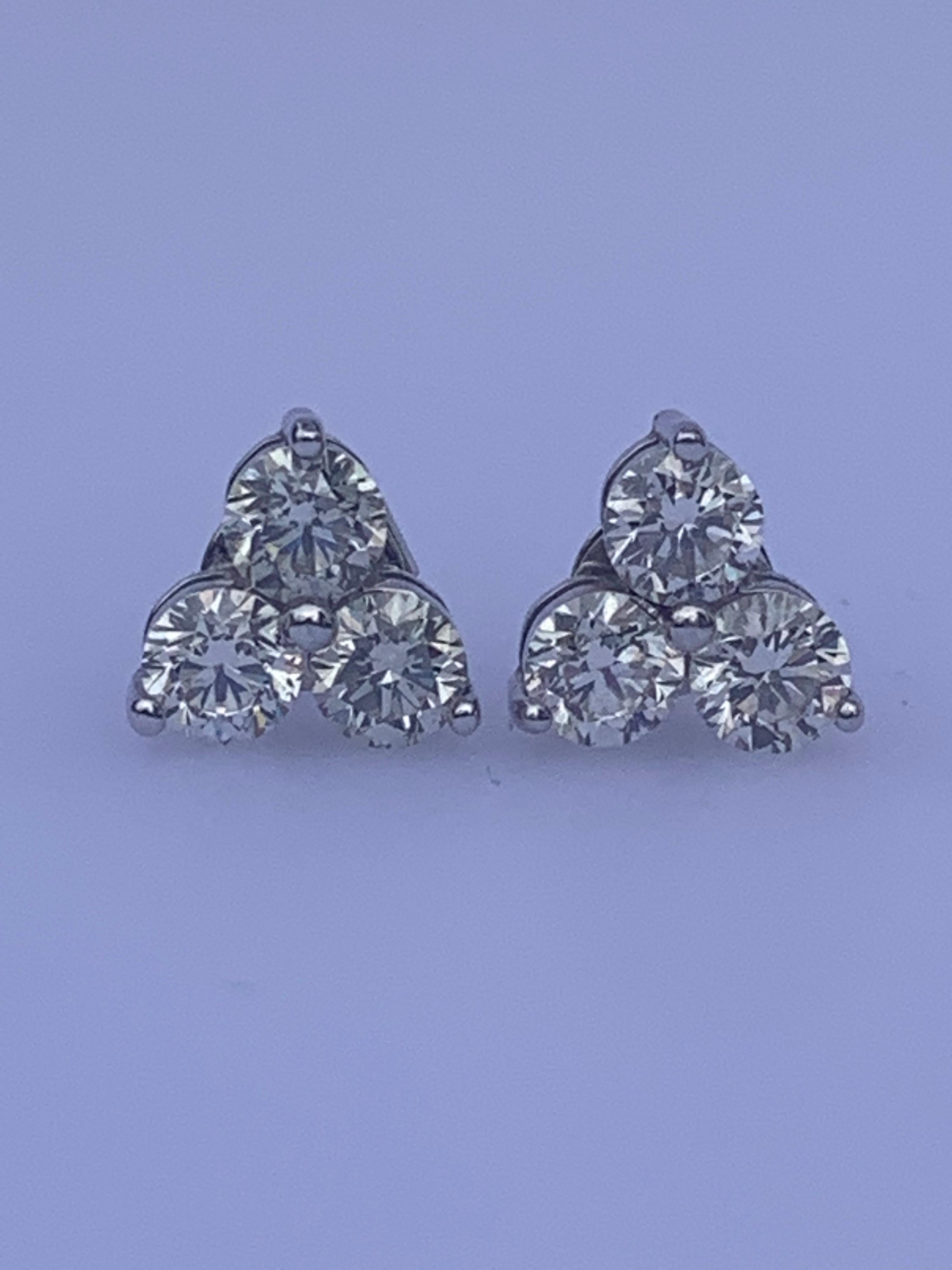 2.40 carat white diamond Ear studs 1