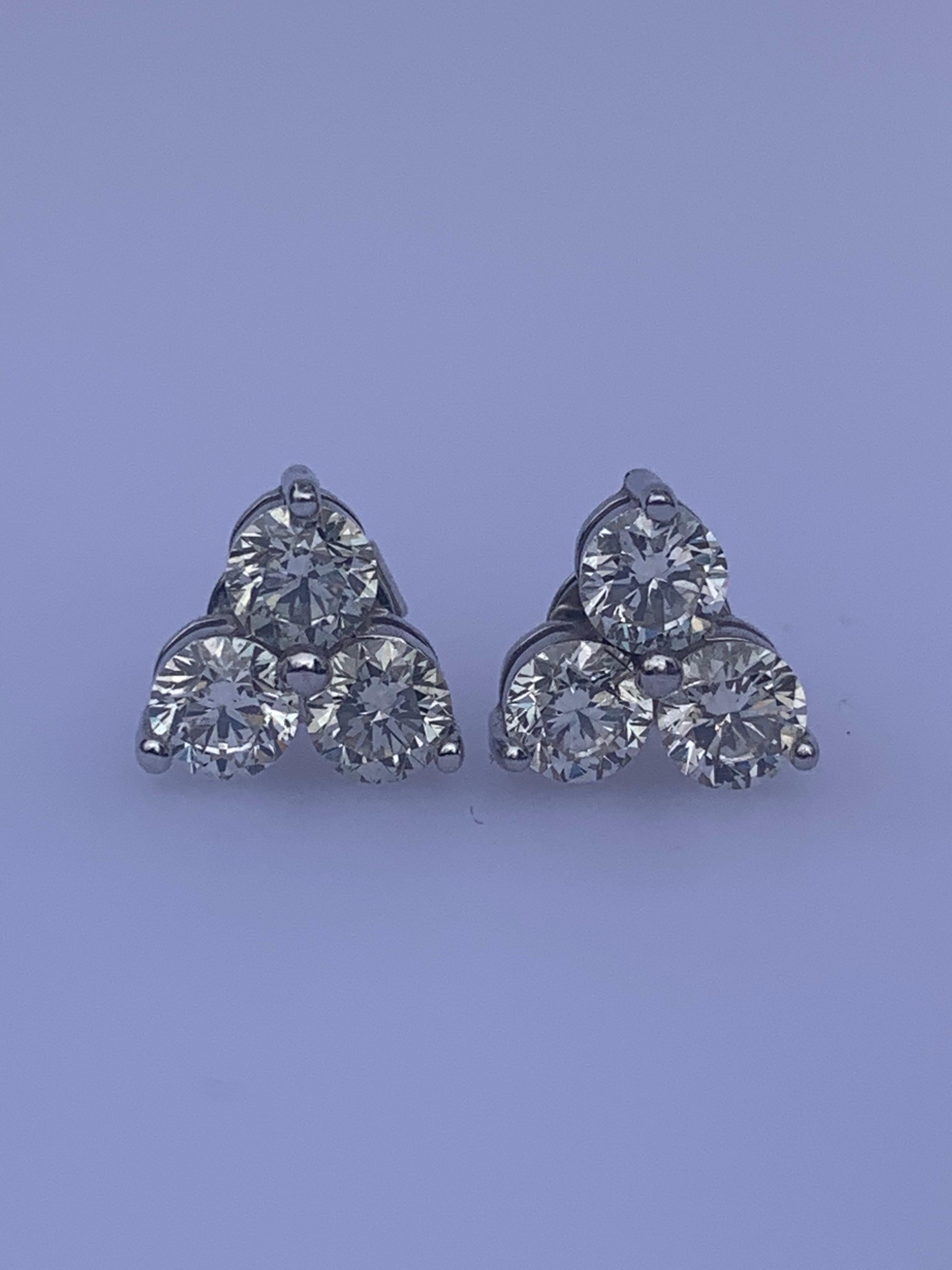 2.40 carat white diamond Ear studs 2
