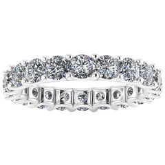 Bracelet d'éternité en platine 950 avec diamants ronds blancs de 2,40 carats