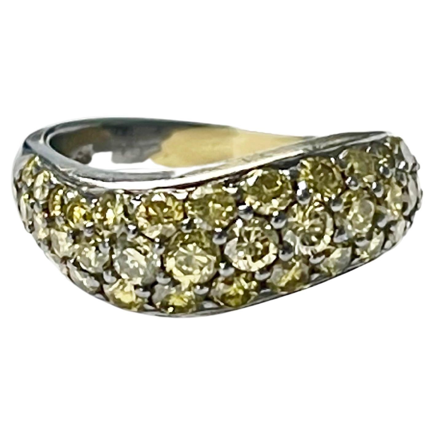 2.40 Carat Yellow Diamond Band Ring in 18K Gold For Sale