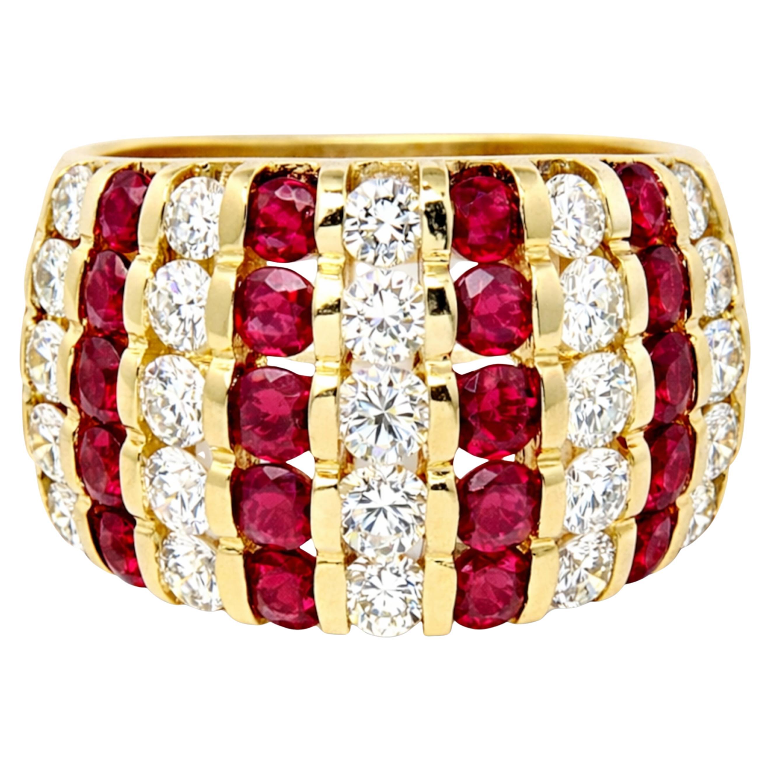 2.40 Carats 18K Yellow Gold Ruby and Diamond Ring