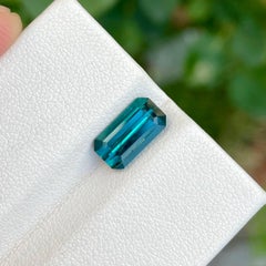 2.40 Carats Deep Indicolite Tourmaline Stone Emerald Cut Natural Afghan Gemstone