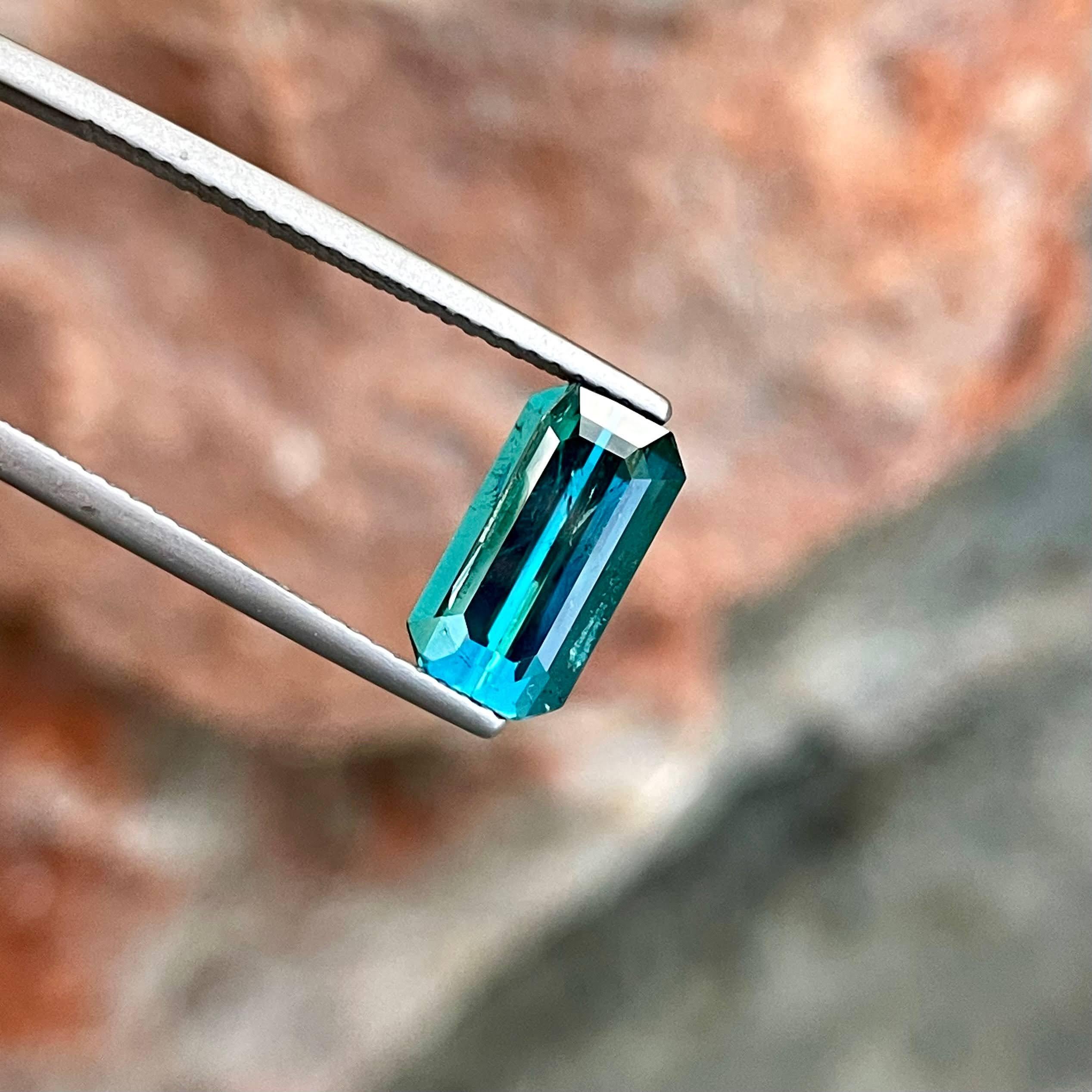 2.40 Carats Deep Indicolite Tourmaline Stone Emerald Cut Natural Afghan Gemstone For Sale 3