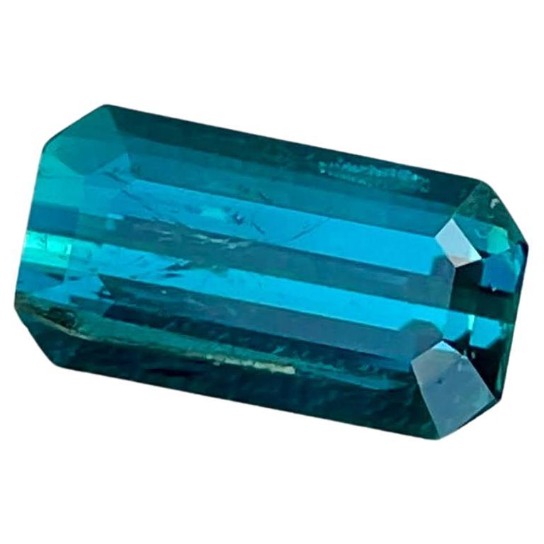 2.40 Carats Deep Indicolite Tourmaline Stone Emerald Cut Natural Afghan Gemstone For Sale