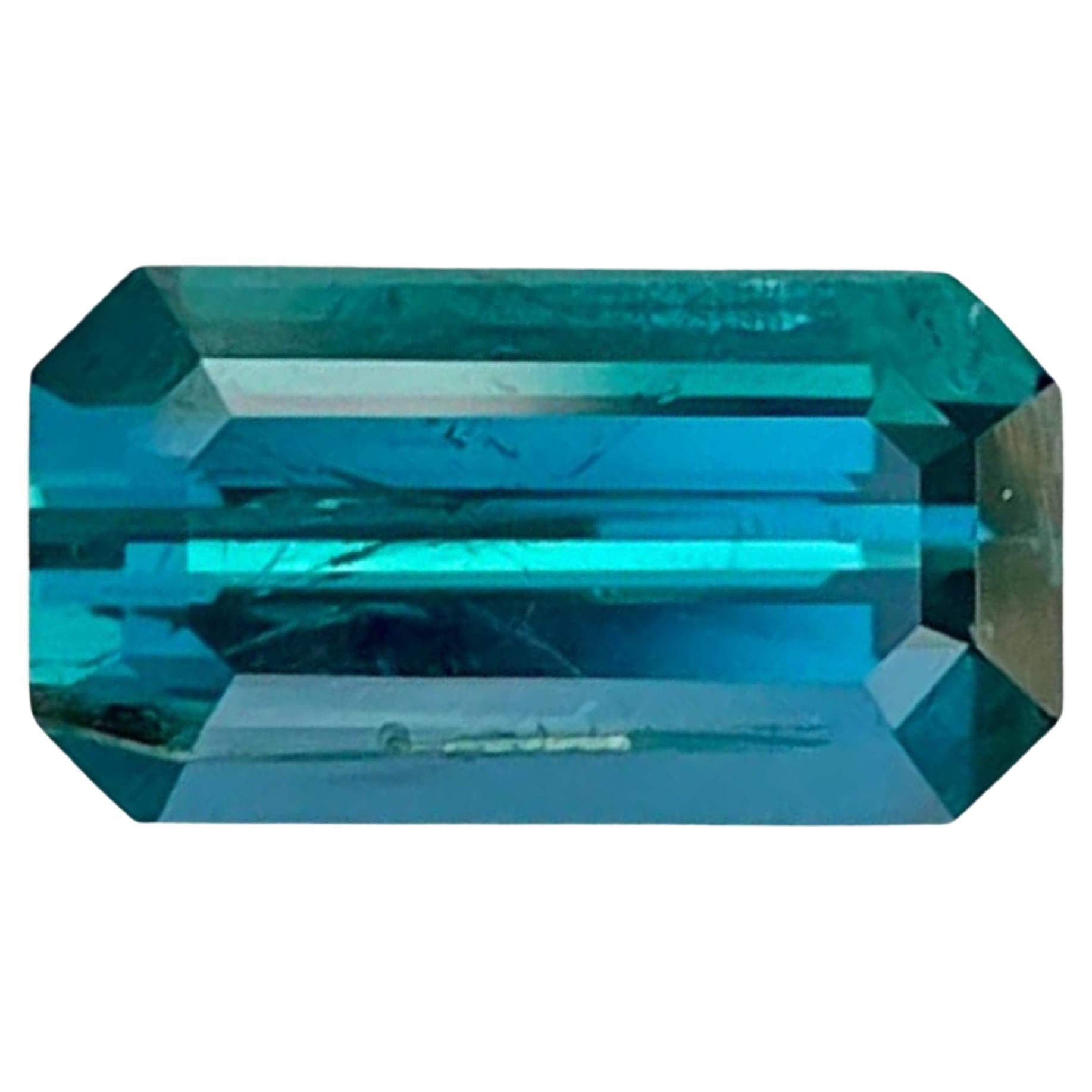 2.40 Carats Deep Indicolite Tourmaline Stone Emerald Cut Natural Afghan Gemstone For Sale